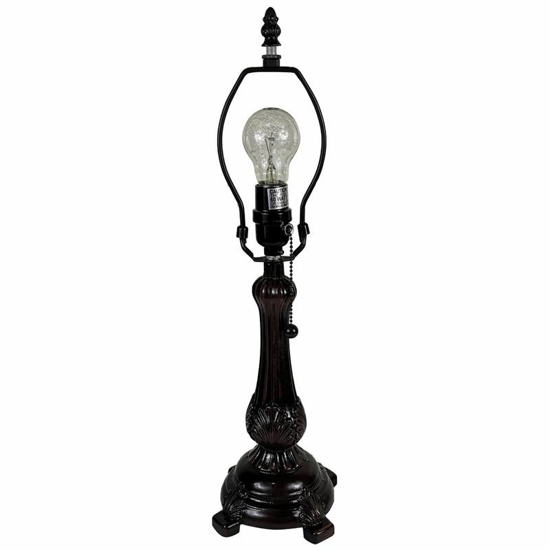 Style 19 Inch Candlestick Table Lamp with Orange Glass Dome Shade - 11" x 17" x 19"