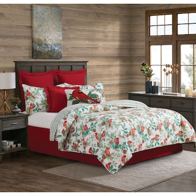 Delwyn Cardinal Cotton Quilt Set - Reversible and Machine Washable
