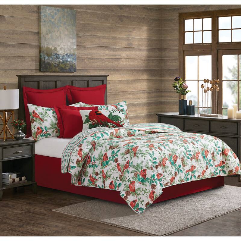Delwyn Cardinal Cotton Quilt Set