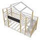 preview thumbnail 8 of 10, Stylish & Simple Twin over Twin House Bunk Bed with White Storage Staircase and Blackboards, for a Family with 2 Kids, White