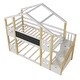 preview thumbnail 8 of 7, Twin over Twin House Bunk Bed with White Storage Steps and Chalkboard