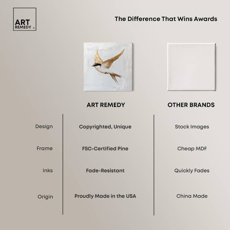 Simple Golden Swallow Canvas by Art Remedy, Gallery Wrapped