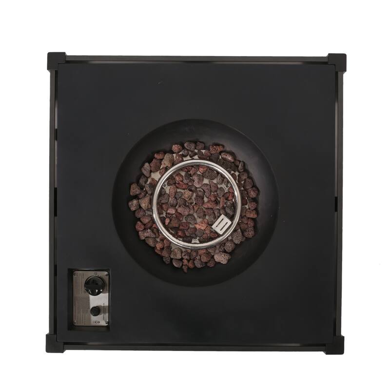 Roomfitters Outdoor Square Propane Fire Pit Table, 31'' WPC Base Gas Fireplace with 40,000 BTU Burner and Lava Rocks