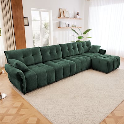 4-Seater U-Shaped Modular Sofa with 1 Ottomans & Pillows