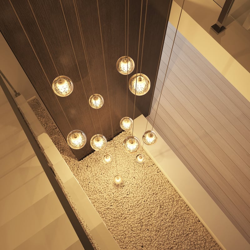 Modern Crystal Ball Long Raindrop Chandelier for Entrance Foyer Staircase