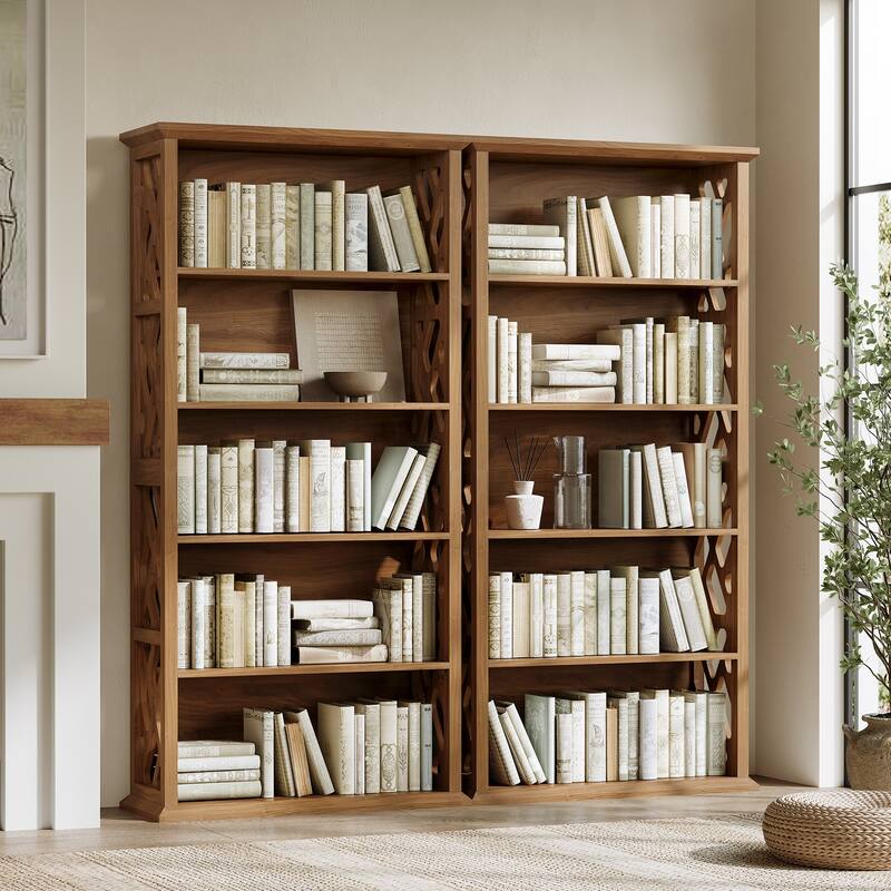 Industrial Wooden 5-Shelf Bookshef Bookcase for Living Room