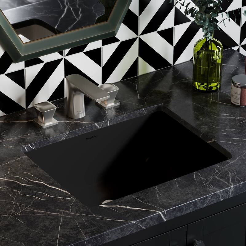 Nantes 18.5" Rectangle Undermount Bathroom Sink In Matte Black - 20" x 15" 9"