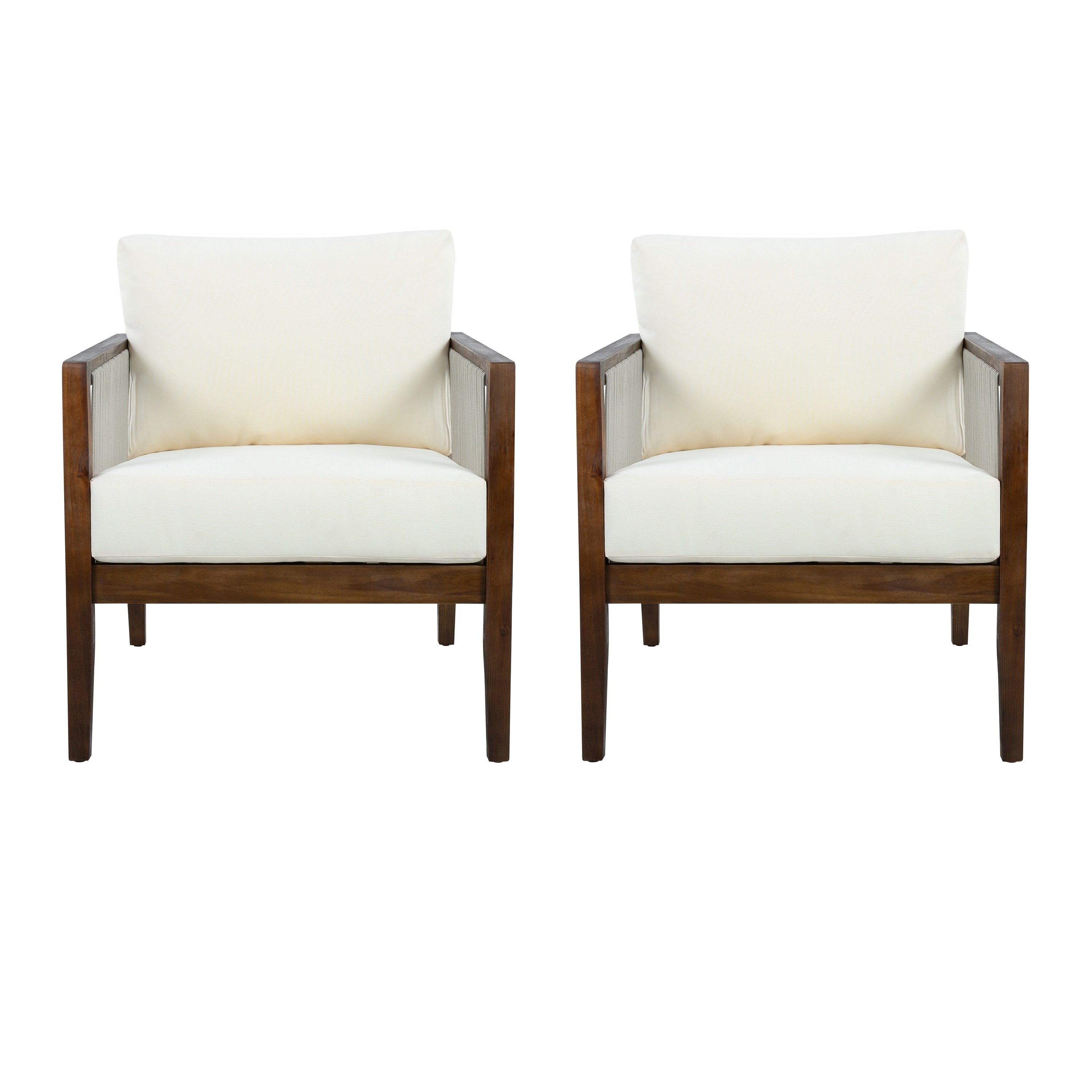 Set of 2 Outdoor Club Chair Side Chair with Cushions, Reading Chair Coffee Chair Accent Chair Upholstered Chair