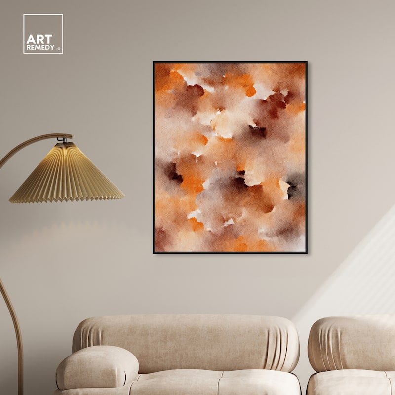 Art Remedy Dried Peach In Caramel Syrup Framed Watercolor Boho Abstracts