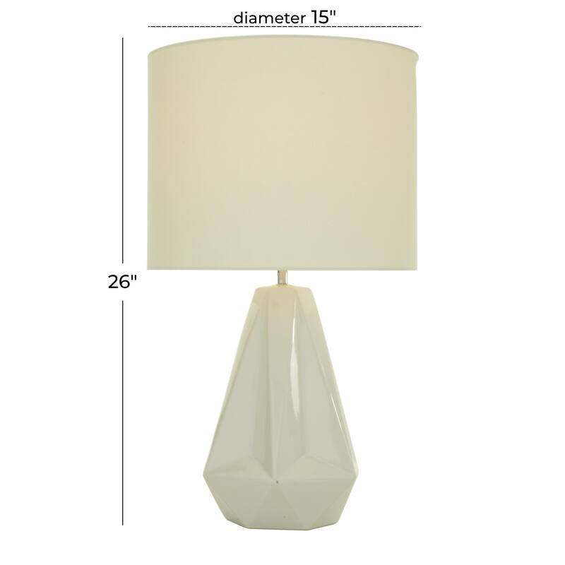 Ceramic Geometric Room Table Lamp - White, Silver, Gold, Black - CosmoLiving by Cosmopolitan