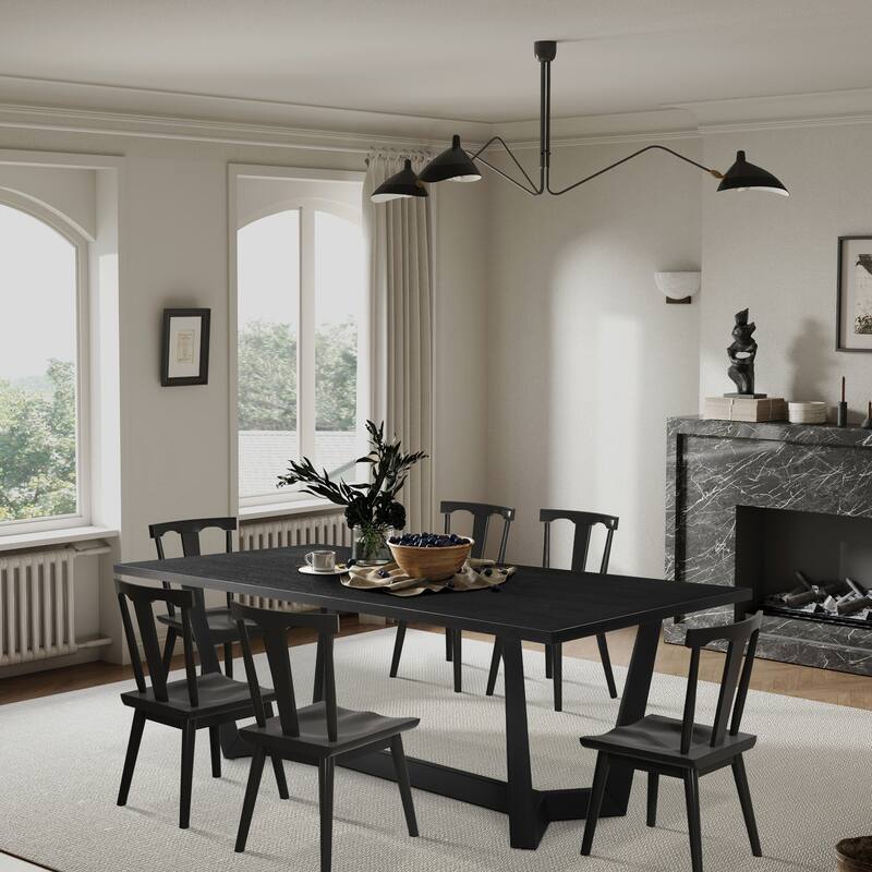 GDF Studio - Tilson Mid-Century Wood Dining Table with Steel X-Leg Base