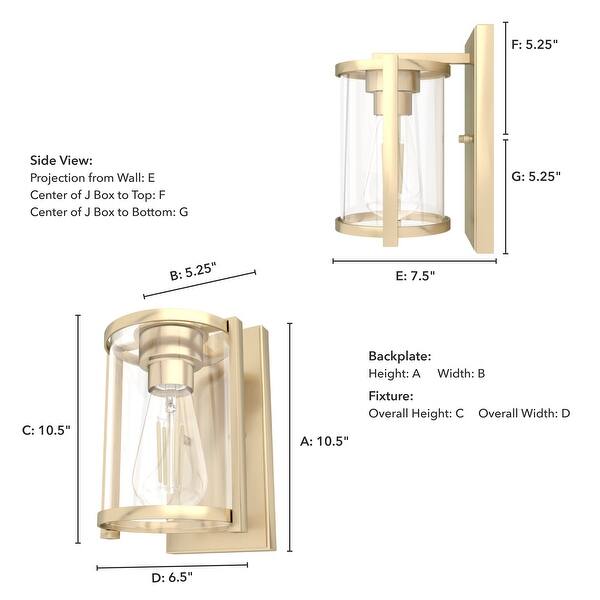 dimension image slide 0 of 3, Hunter Astwood 1-Light Wall Sconce, Clear Glass, Damp-Rated, Bath or Hall Light - Contemporary, Transitional, Art-Deco