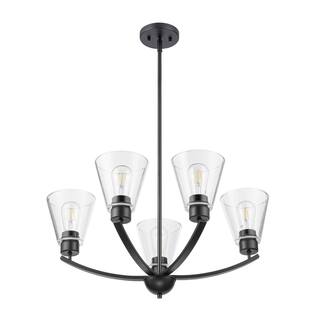 Prominence Home Fairendale Matte Black 5-Light Chandelier with Clear Glass - 26.25