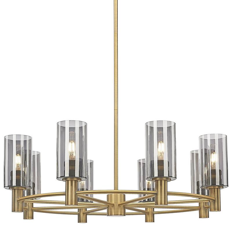Innovations Lighting 434-8CR-10-32 Crown Point Chandelier Crown Point - Brushed Brass / Light Smoke