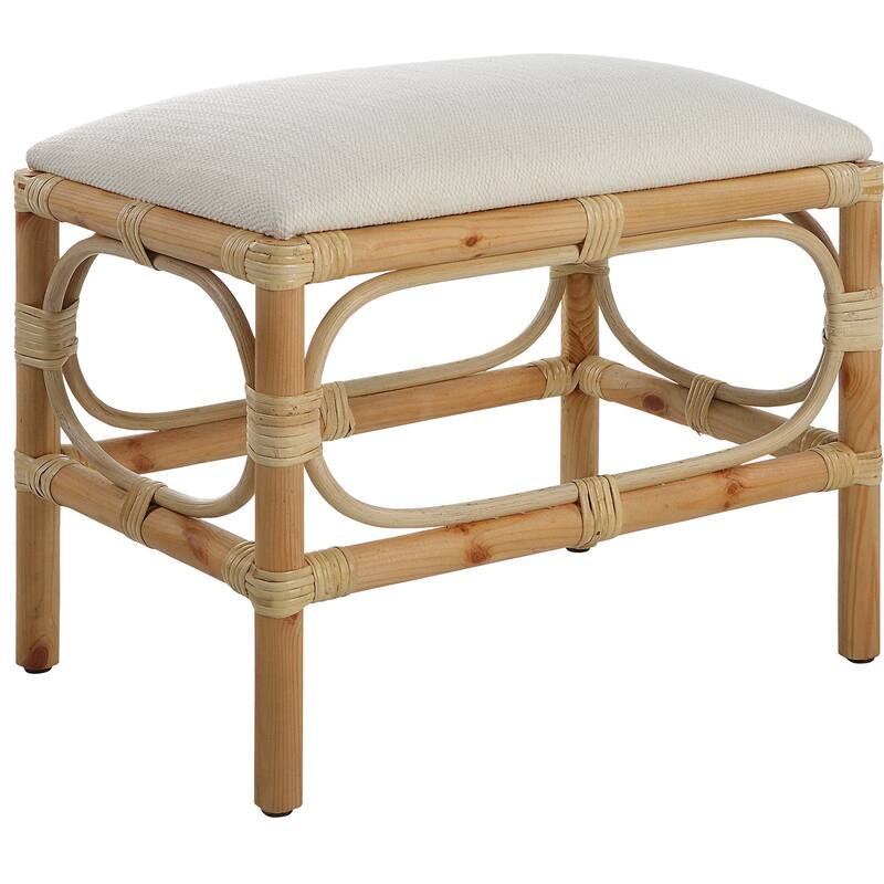 Uttermost Laguna Small Striped Bench - Natural/White