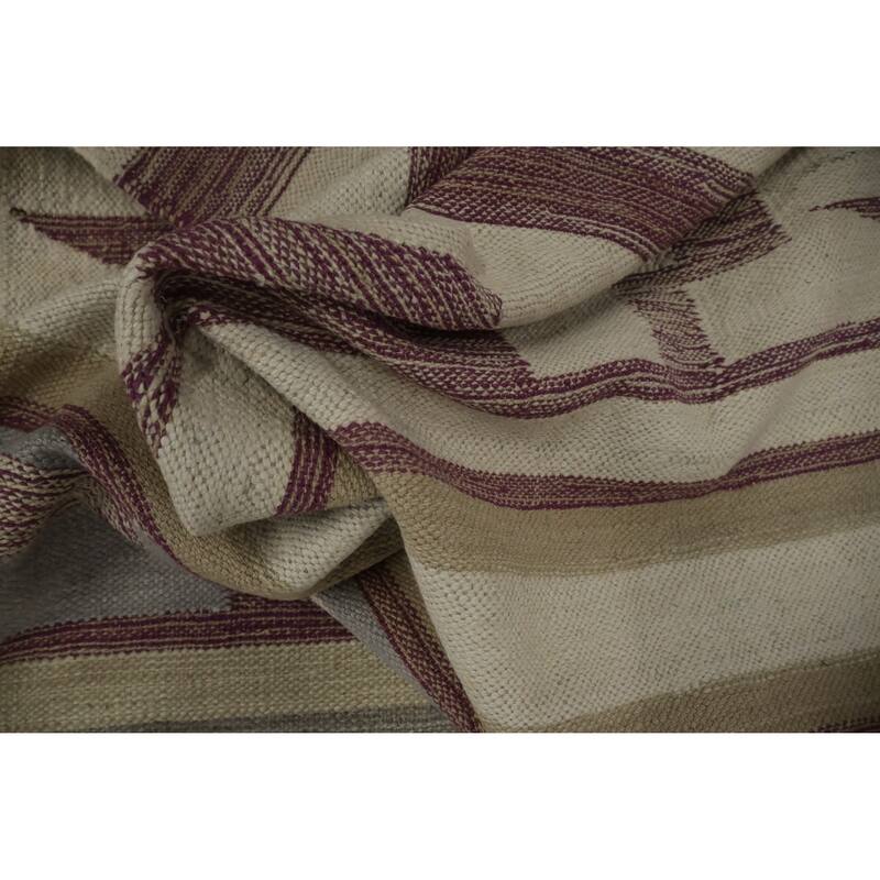 Hand Woven Oriental 100% Wool Carpet Southwestern Tribal Greys & Charcoal Kilim Area Rug - 12' 5'' X 9' 4''