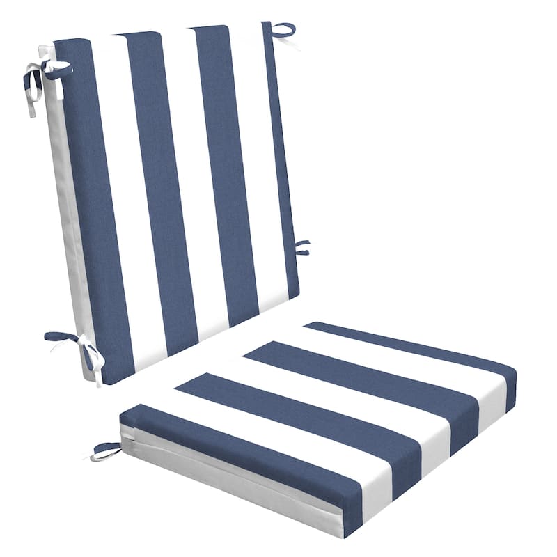 Midback Dining Chair Cushion - Cabana Stripe Blue & White