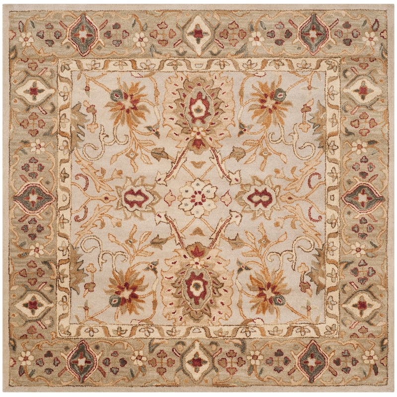 SAFAVIEH Handmade Antiquity Marella Traditional Oriental Wool Rug - 6' Square - Grey Beige/Sage
