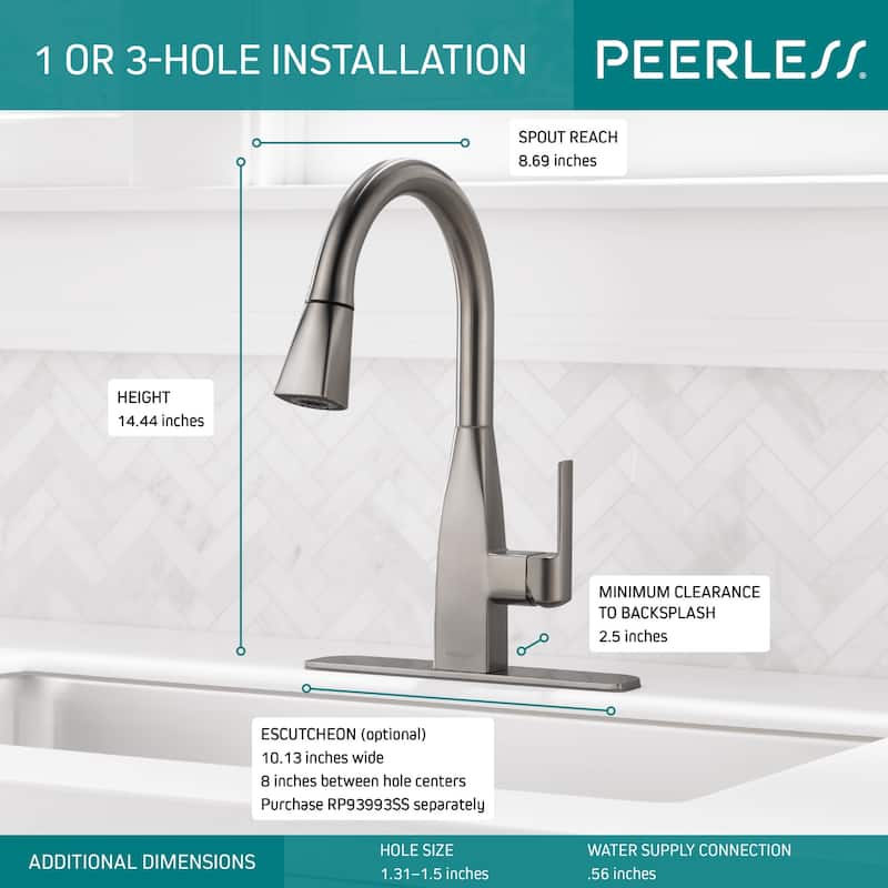Peerless Xander 1 GPM Single Hole Pull Down Kitchen Faucet