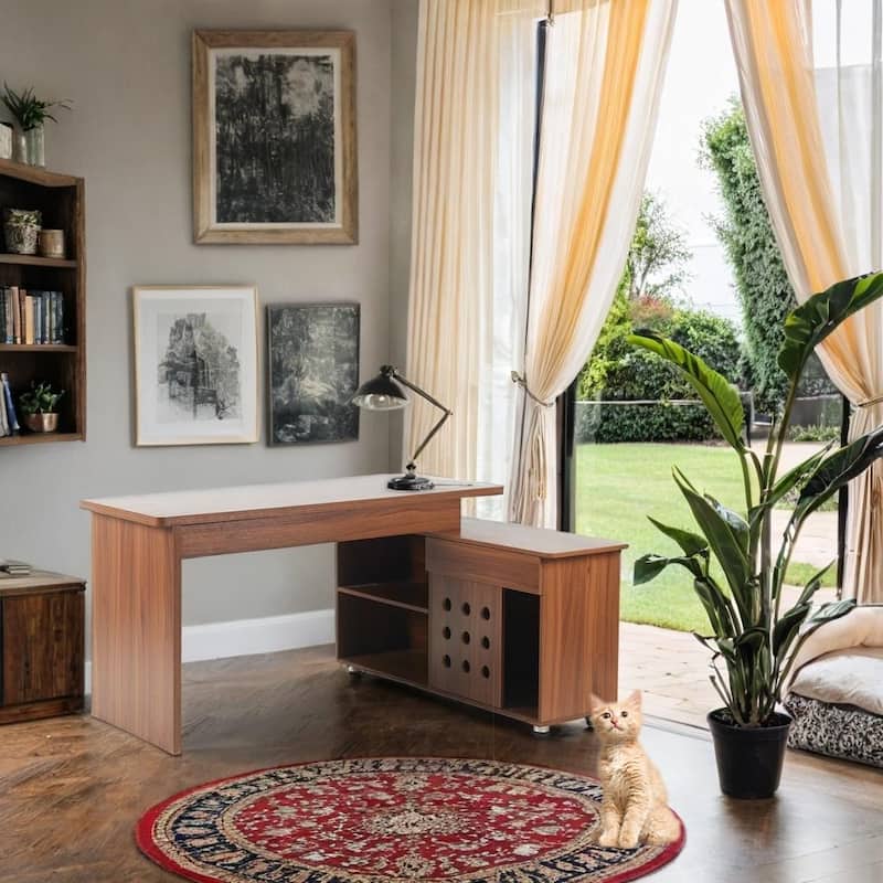 55.1'' L-Shaped Adjustable Desk – Versatile Home Office Workstation with Extendable Design, Storage Drawers & Cabinet