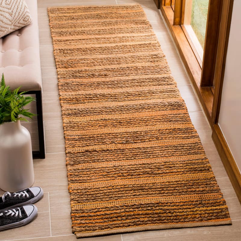 SAFAVIEH Handmade Cape Cod Nicolien Coastal Jute Rug - 2'3" x 8' Runner - Orange