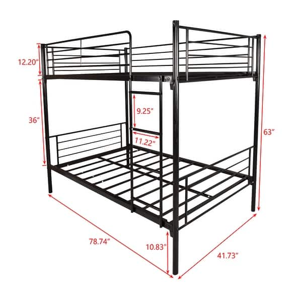 Twin over Twin Bunk Bed Metal Frame with Ladder - Bed Bath & Beyond ...