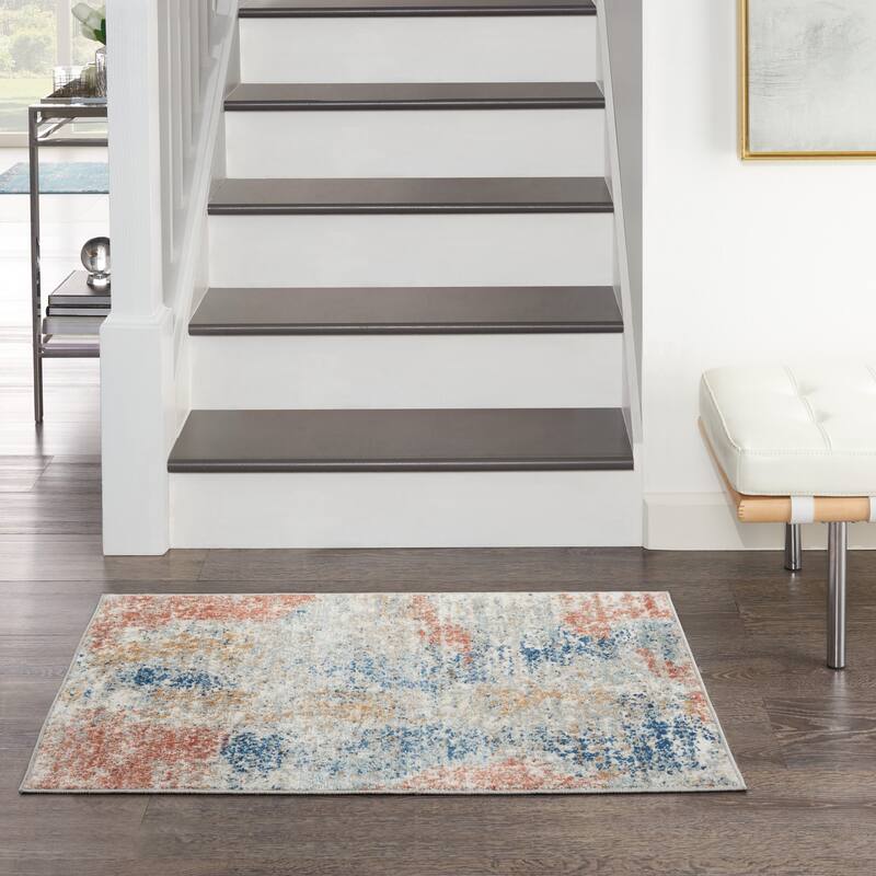 Nourison Concerto Abstract Distressed Ivory Multicolor Area Rug