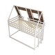 preview thumbnail 4 of 6, Cozy and Fun Wood Twin Size House Bunk Bed with Window Roof Shape Design with Ladder and Climbing Ramp