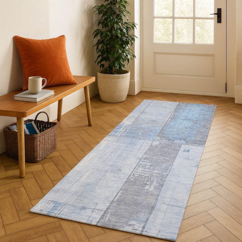 Premium Washable Super Soft Contemporary Styles Mayfield Rug - Sky - 2'3" x 7'6"