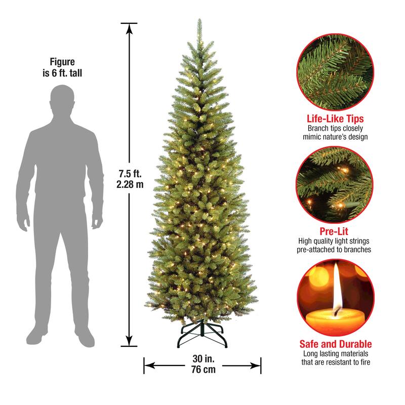 National Tree Company 3 ft. Kingswood Fir Pencil Tree with Clear Lights