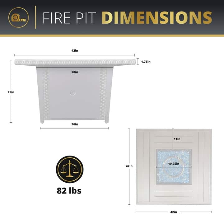 Kinger Home Ethan Rattan 42" Propane Gas Fire Pit Table Aluminum Frame