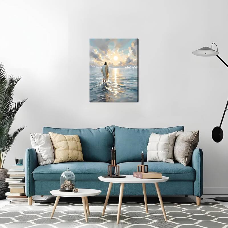 Jesus Canvas Wall Art, Christian Wall Decor of Jesus Walking on Water