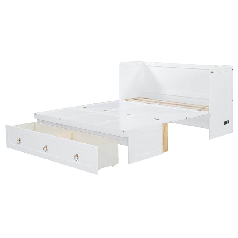 Queen Size Space-Saving Murphy Bed with USB & Large Drawer