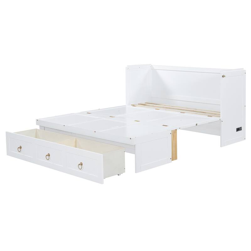 Space-Saving Queen Murphy Bed with Built-in USB Charging, Large Storage Drawer & Dual Finish Options