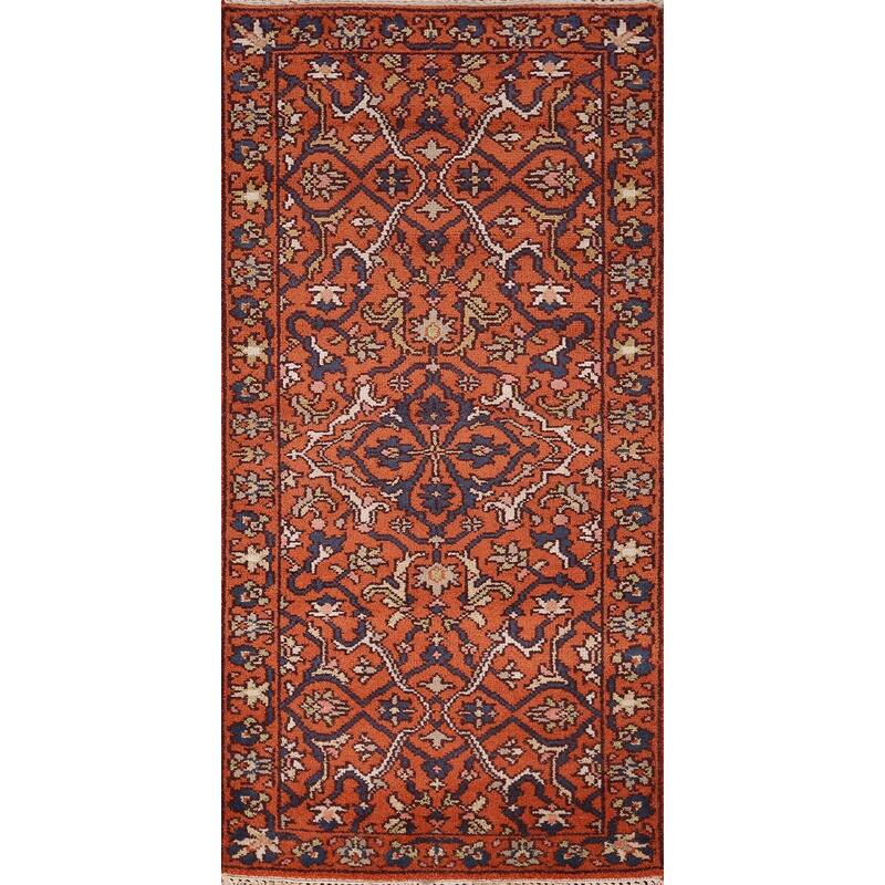 All-Over Orange Kazak Oriental Accent Rug Handmade Wool Carpet - 2'8"x 6'0"