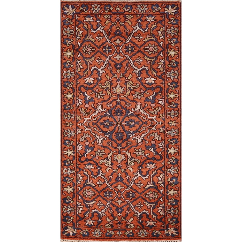 All-Over Orange Kazak Oriental Accent Rug Handmade Wool Carpet - 2'8"x 6'0"