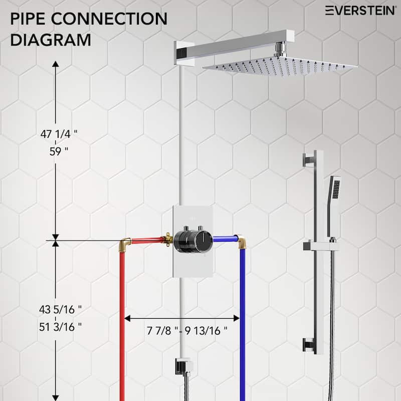 Slide Bar High-Pressure Balancing Shower System 10" Rainfall Shower Head with Handheld Shower