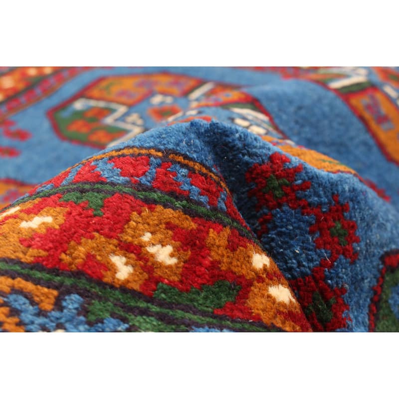 ECARPETGALLERY Hand-knotted Uzbek Kargahi Blue Wool Rug - 4'0 x 6'2