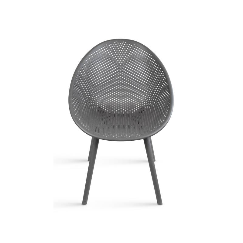 Mid-Century Modern Plastic Dining Chair Plastic Legs with Breathable Perforated Egg Shaped Seat for Indoor/Outdoor Use