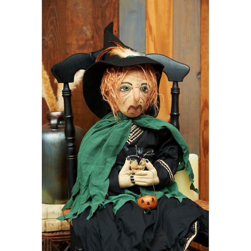Yolanda Joe Spencer Gathered Traditions Halloween Art Doll Figure - Black - 9" x 8" x 40"