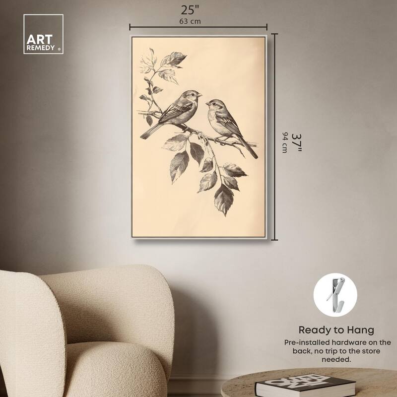 Pair of Finches II Canvas by Art Remedy
