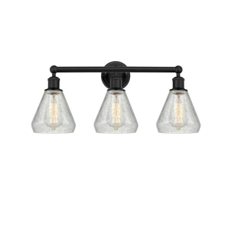 Innovations Lighting 616-3W-13-24 Conesus Vanity Conesus 3 Light 24" - Matte Black / Clear Crackle