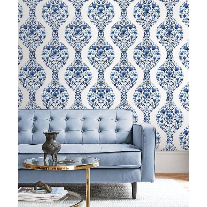 NextWall Floral Ogee Peel and Stick Wallpaper