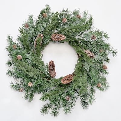 24" Artificial Christmas Pine, Hemlock and Pinecone Wreath - 24