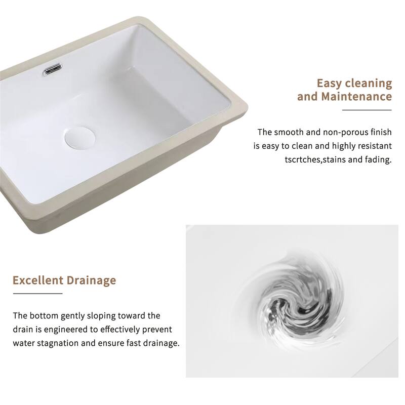 24" x 16" White Ceramic Undermount Kitchen Sink