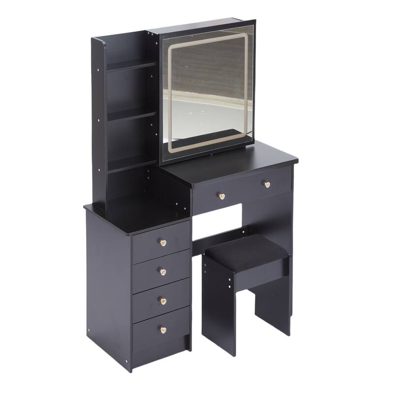 37" Full-Size Vanity Set with LED Mirror, Adjustable Light & Mirror