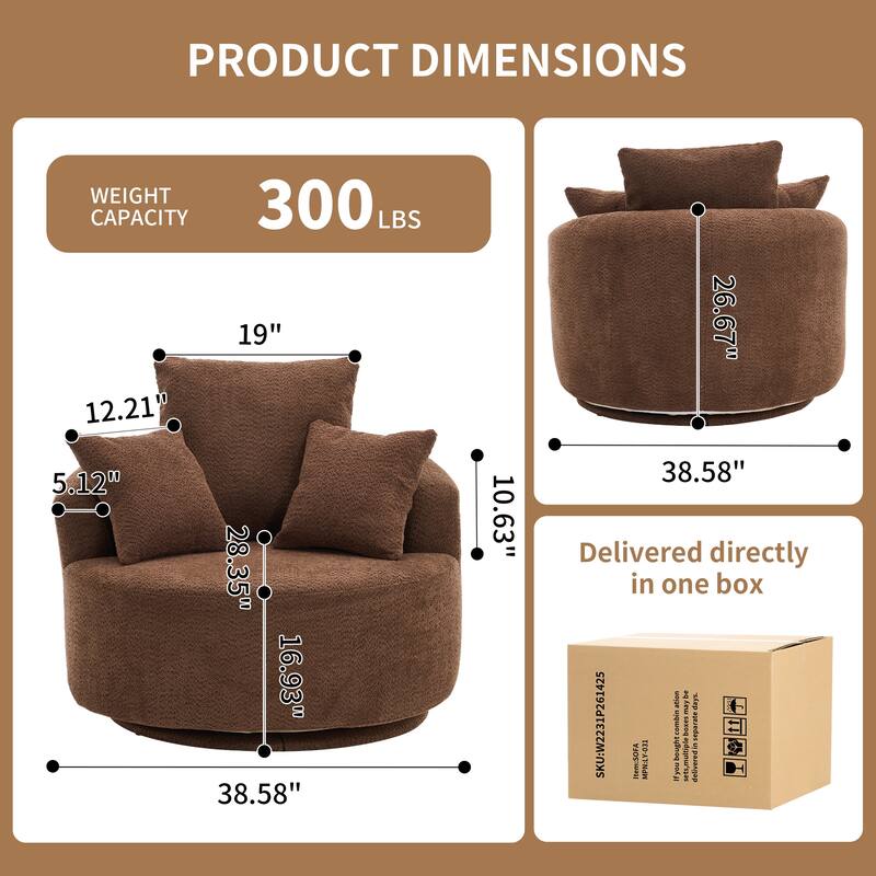 Single Seat Full Sponge Compression Swivel Chair Single Sofa