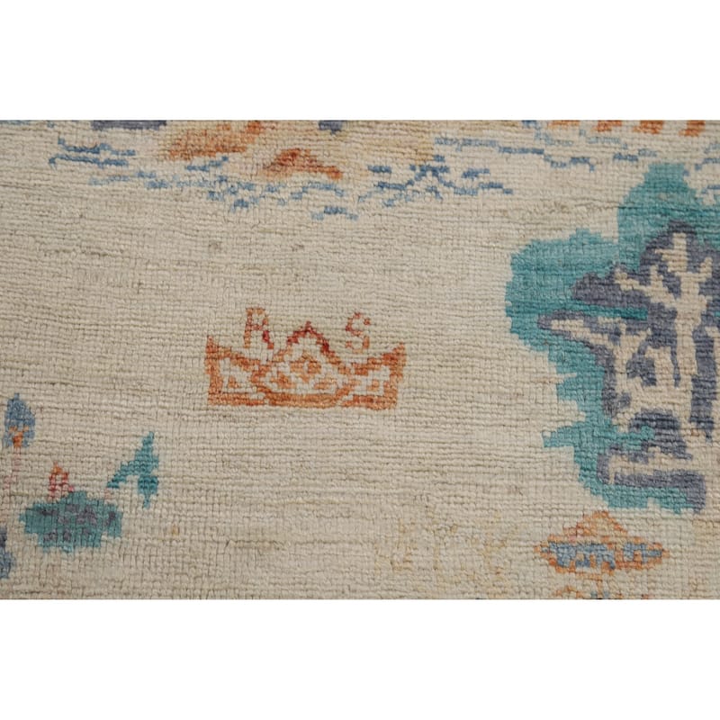 Vegetable Dye Art Deco Turkish Rug Handmade Wool Carpet - 5'0"x 6'9"