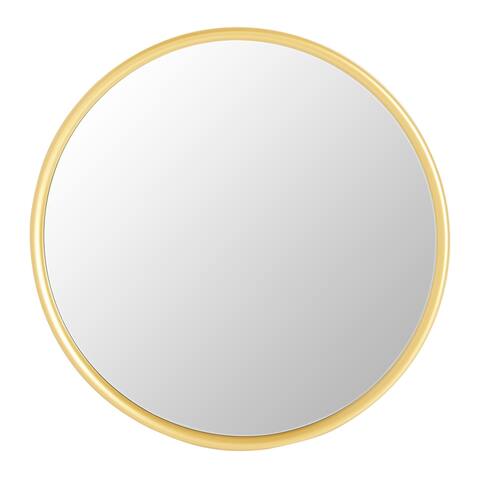 Round Metal Wall Mirror, Gold Finish
