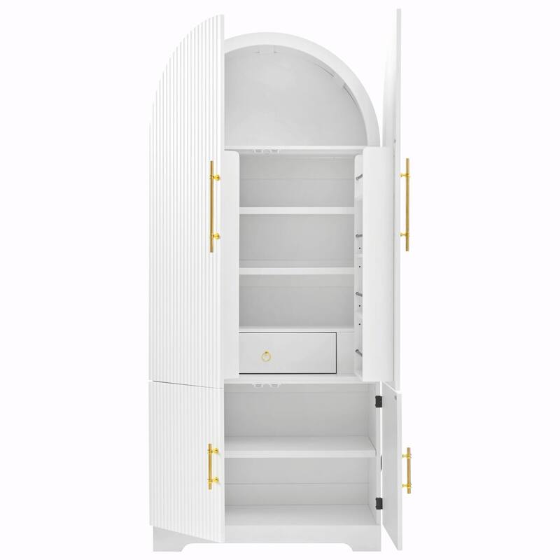72" Tall Arched Kitchen Pantry Cabinet